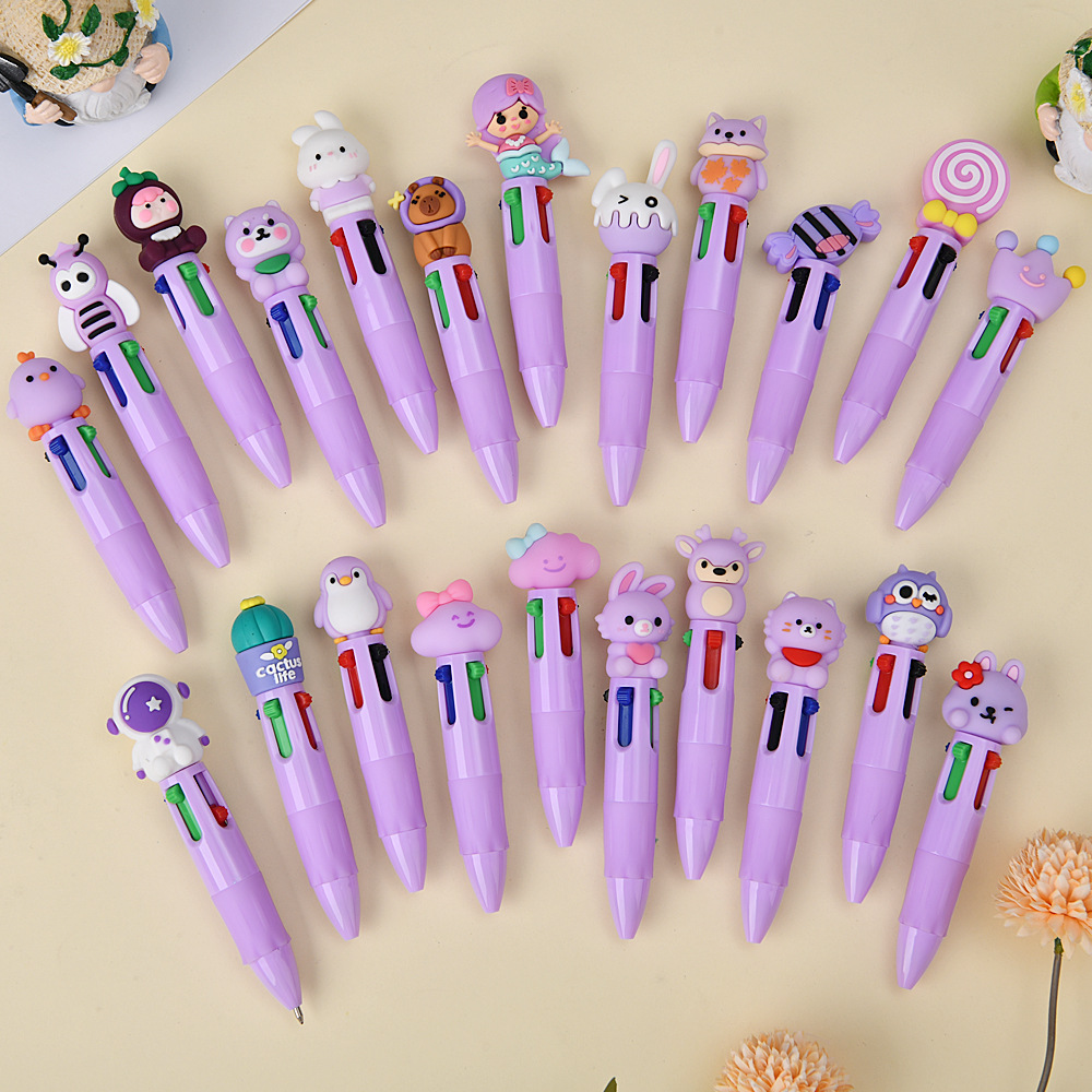 Bolígrafo multicolor de dibujos animados lindos bolígrafo de color creativo de presión multicolor bolígrafo multifuncional para estudiantes de primaria