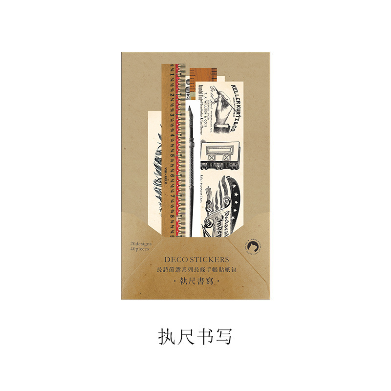 Infeel.Me y paquete etiqueta de papel largo poema extracto serie retro artístico diario DIY material pegatinas 40 unidades 6 modelos