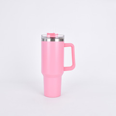 跨境不鏽鋼40oz冰霸杯男女帶吸管手柄汽車杯時尚多色保冷保溫杯