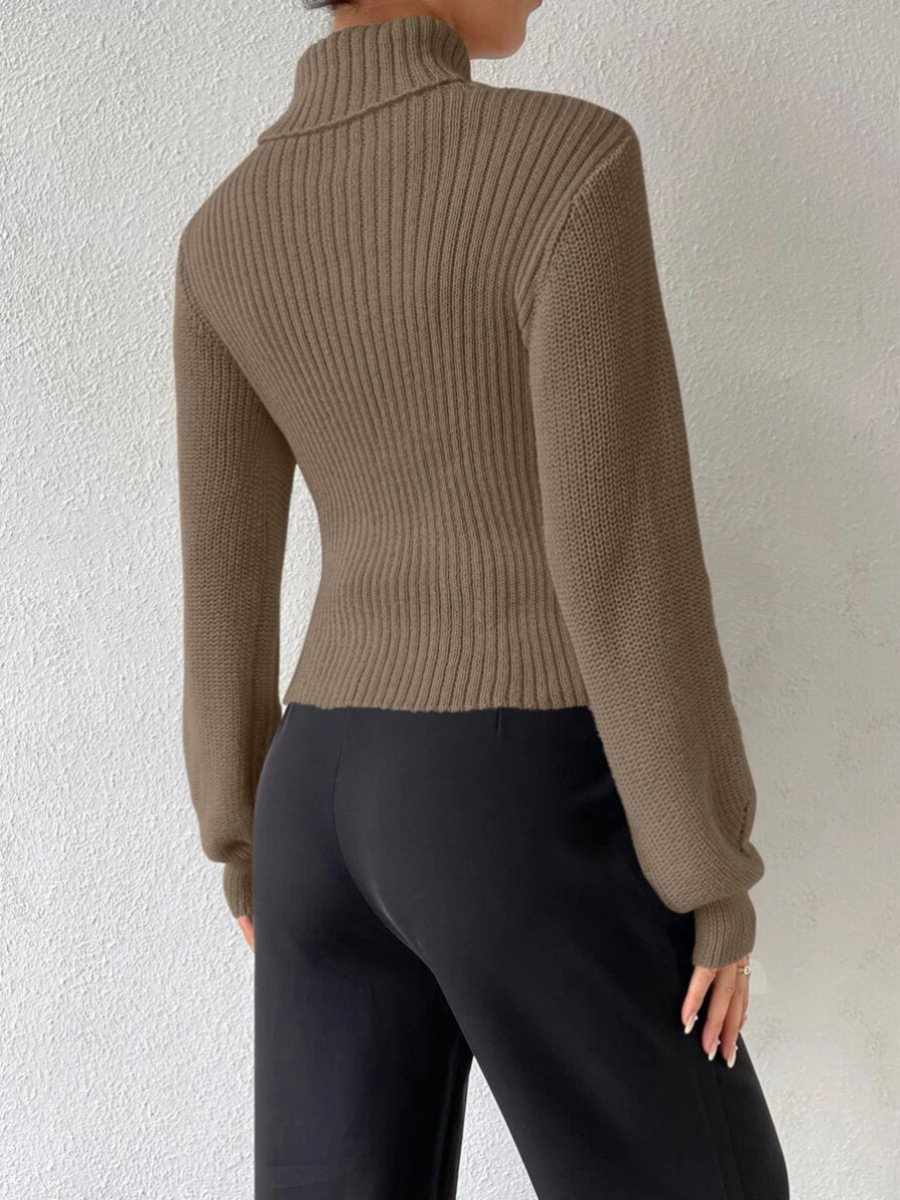 Suéter Sexy de Manga Larga para Mujer, Estilo Europeo y Americano, para Comercio Transfronterizo, Primavera y Otoño, Cuello Alto Calado, Tejido de Punto image 5