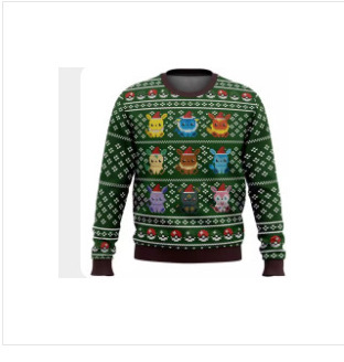 Linda asta asta Santa Claus estampado 3D hombre casual todo fósforo hombro recto manga larga suéter suelto cuello redondo suéter