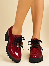A 43616 Round Toe Lace Up Chunky Heel Loafers Բͷϵ���ָ�Ь