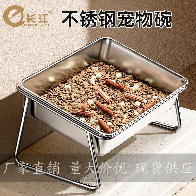 Миска для собак из нержавеющей стали, миска для домашних животных, миска для воды, приподнятая подставка для питья для собак, защита шеи, миска для риса из нержавеющей стали, миска для кошачьего корма.