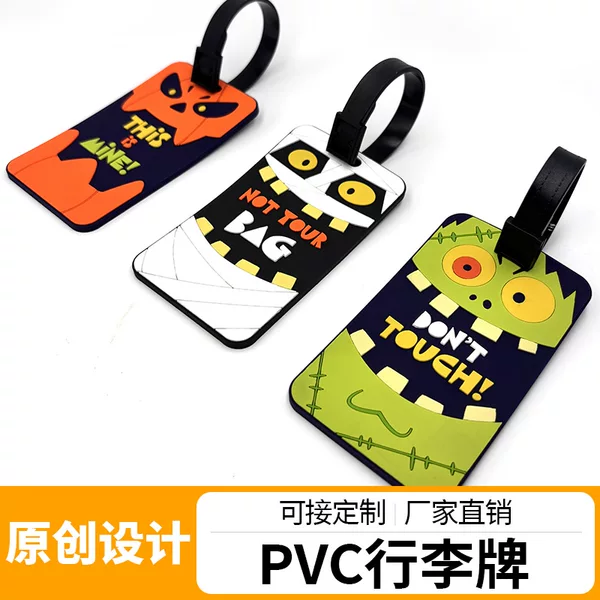 Cross-Border Halloween Frankenstein Registration Tag Suitcase Identification Tag Suitcase Pvc Soft Glue Glue Luggage