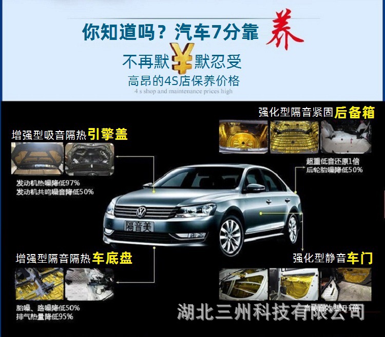 Car shock-absorbing panels, damping sheets, interior sound insulation and noise reduction materials, door, roof, wheel arch sound insulation cotton rolls and pads for foreign trade