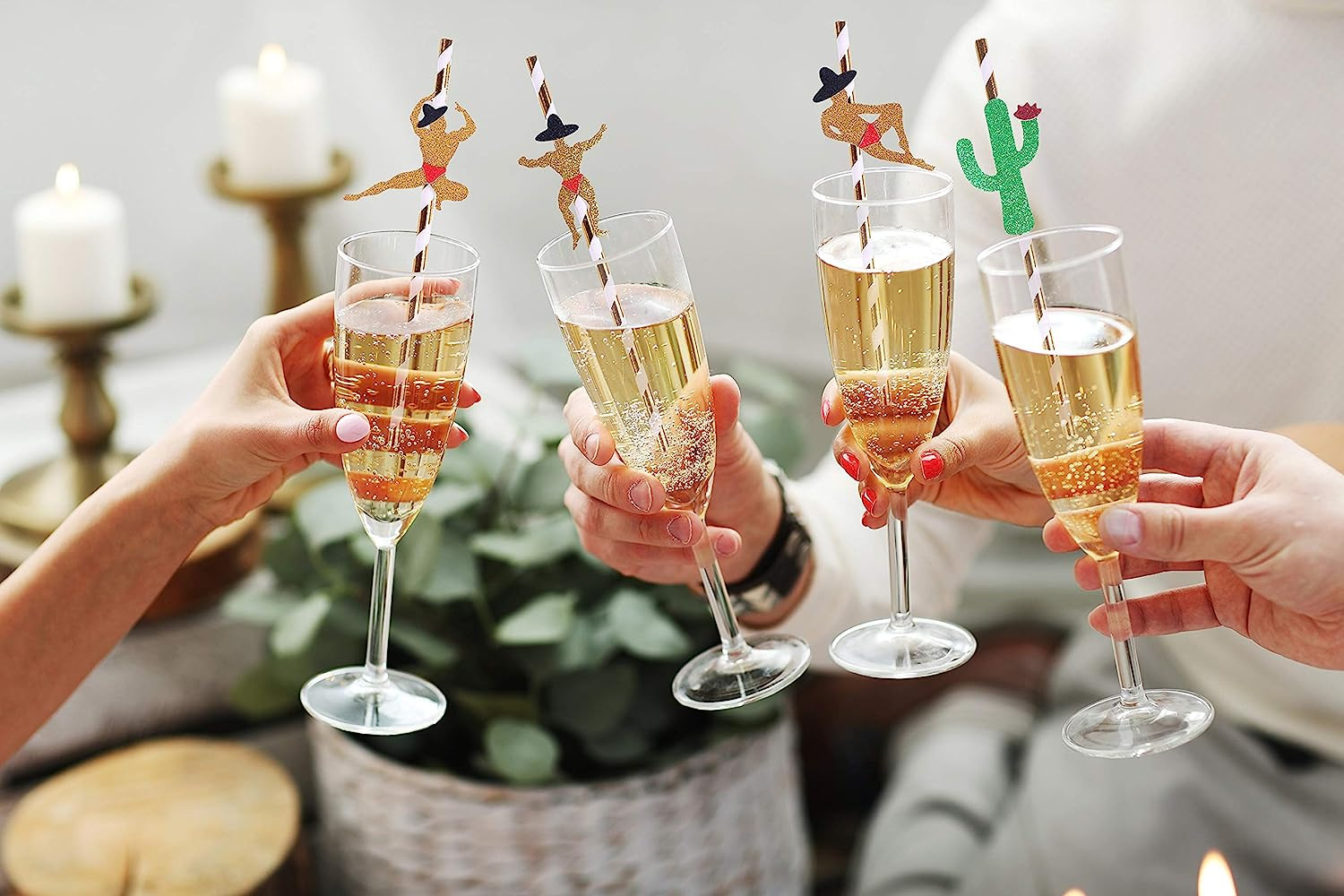 Paja de papel de la tarjeta del Festival Mexicano desechable degradable pastel de postre bar decoración del partido paja