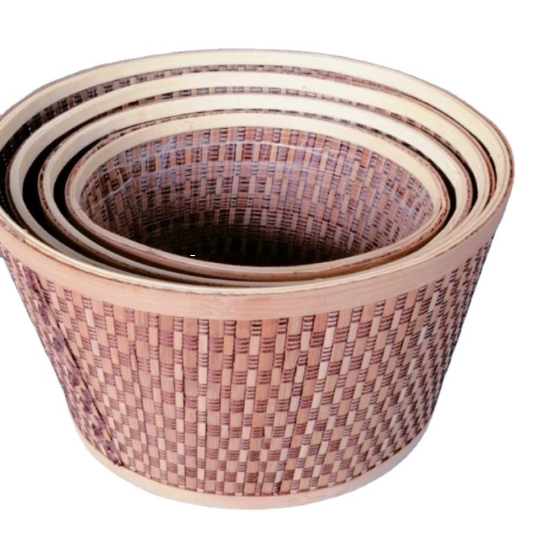 Тканая бамбуковая корзина, трубчатая корзина для угля, ведро, бамбуковая корзина для угля, бамбуковая корзина для угля, бамбуковая корзина для рукоделия, набор из четырех предметов, заводская цена, свежий в помещении