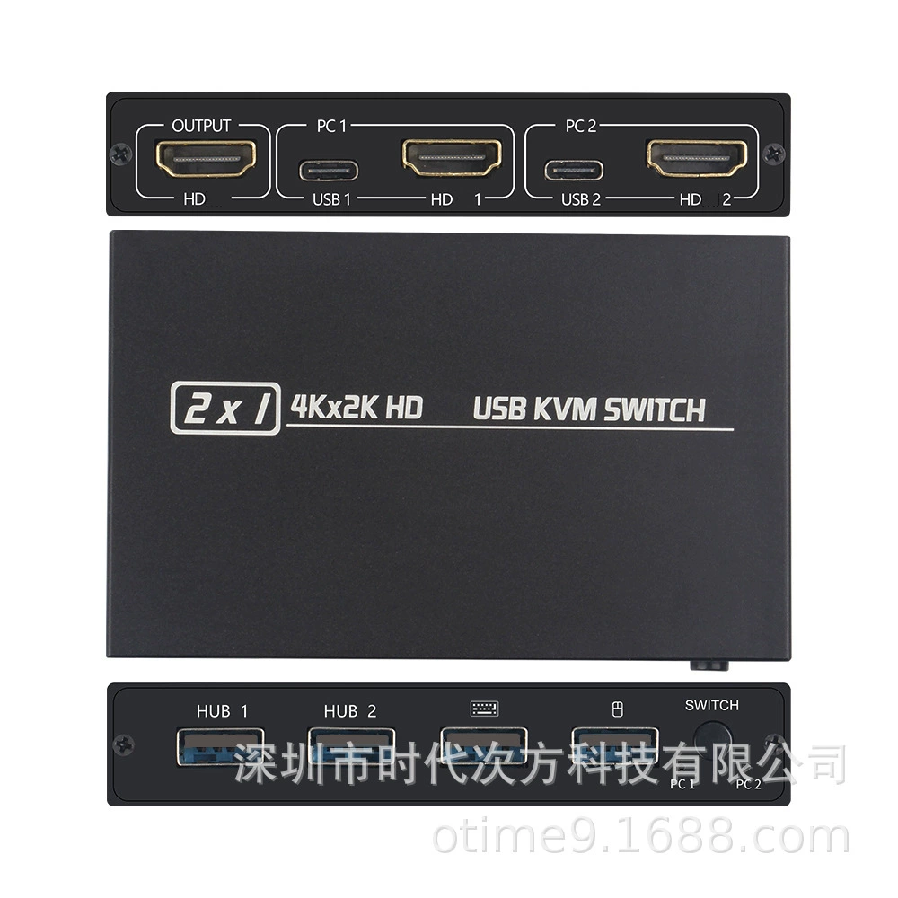 Граница HDMI KVM переключатель двух входов один выход 2 USB клавиатура мышь принтер совместный доступ 4K@30Гц