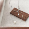 Small design organic minimalistic necklace from pearl, advanced chain for key bag , silver 925 sample, high-quality style