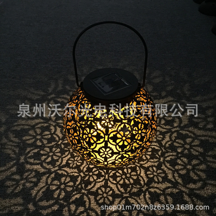热销亚马逊跨境太阳能户外庭院装饰灯景观灯 镂空灯笼 草坪投影灯
