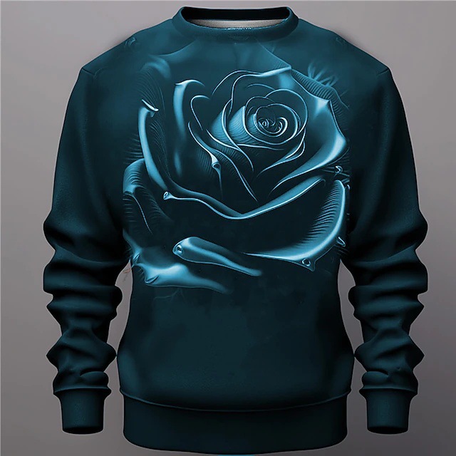 Moda retro heavy metal rosa impresión 3D hombres y mujeres con el mismo estilo suelto de manga larga suéter de cuello redondo