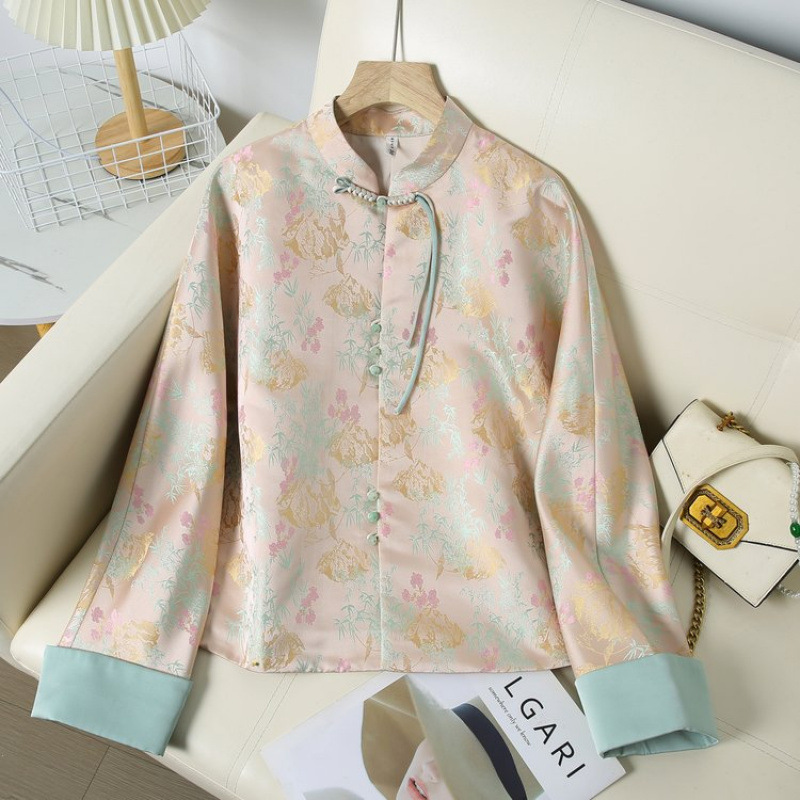 中年人立领流苏国风外套妈妈装春季新款气质新中式盘扣直襟上衣女