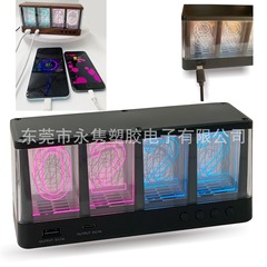 LED ネオン電子時計 USB 出力充電、ネオン LED レトロ時計