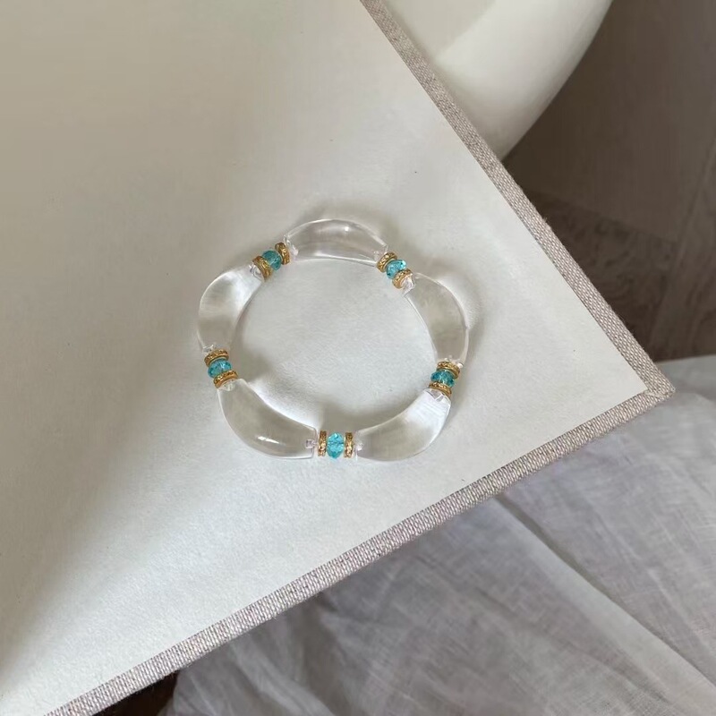 "Moonlight Peach Blossom" 2026 New Model Imitation White Crystal Curved Tube Bracelet for Women, Niche Design, Light Luxury, High-End Feel Jewelry