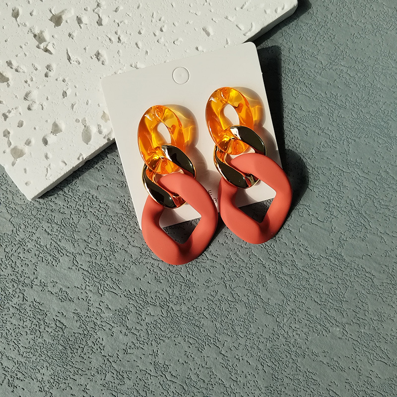 1 Pair Commute Color Block Patchwork Arylic Drop Earrings display picture 3