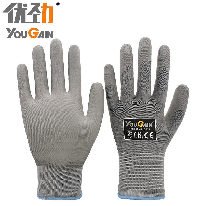 PU涂掌手套 轻薄透气防滑防静电无尘电子厂女工作劳保手套
