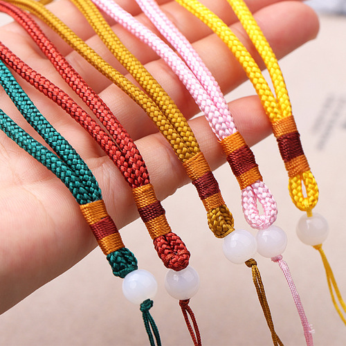 DIY Beaded Handle Cord Pendant Charm Car Hook Bag Cord Jadeite Honey Wax Pendant Antique Craft Playing Rope Wholesale