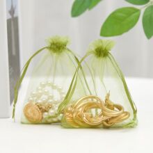 纯色透明网纱袋欧根纱束口袋抽绳饰品包装化妆品水果礼品袋喜糖袋