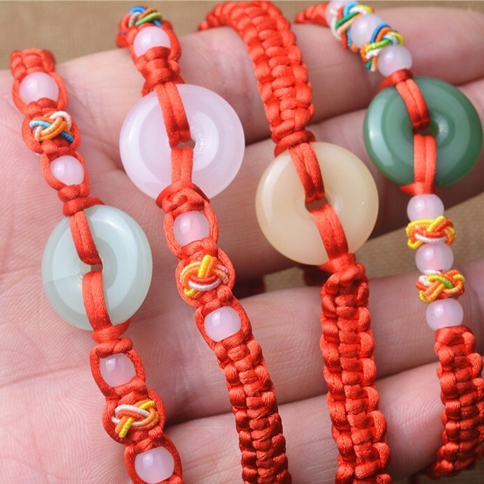 Imitation Jade Red Rope Bracelet for Men and Women Marriage Hand Rope Three Yuan Shop Boutique Dragon Boat Festival Hot Selling Jewelry