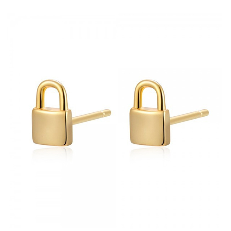 European And American Fashion Personality Small Lock Key-shaped Copper Earring display picture 5