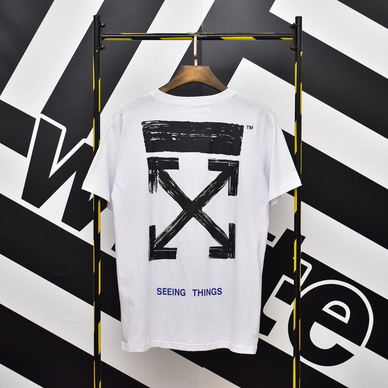 卸売オフ半袖owファッションブランド溶解矢印グラデーション星空スプラッシュインクTシャツ3Dプリント警告線カップル着用|undefined