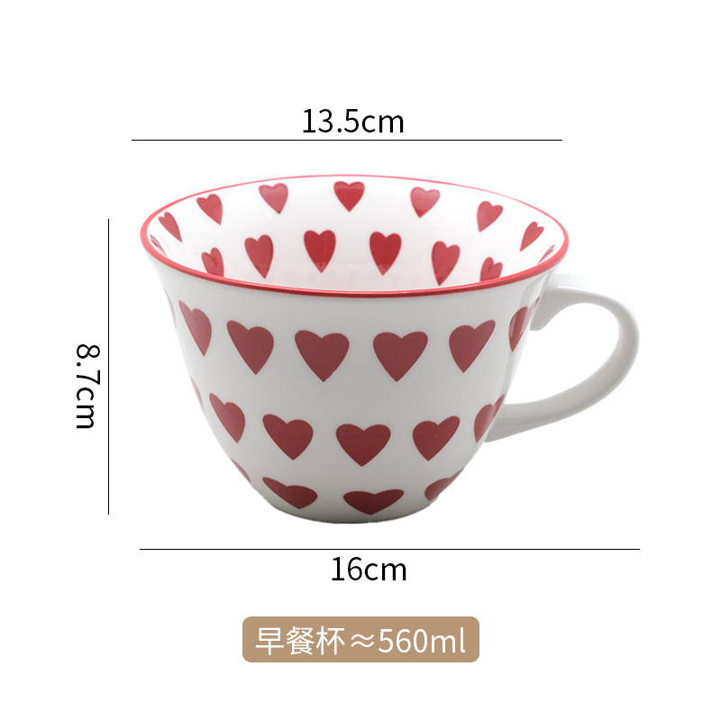 Hermosas tazas de Navidad pintadas a mano creativas lindas tazas de cerámica esmaltadas con tazas de dibujos animados de color con cucharas tazas de desayuno