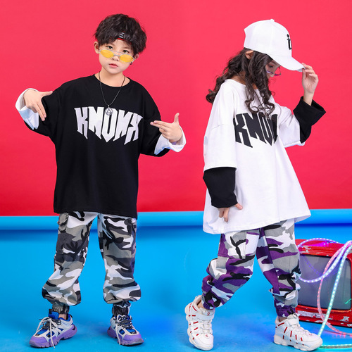 Children's Hip Hop Street Dance Suit for Boys, Stylish Trendy Outfit for Individual Girls, Hiphop Jazz Dance Performance Costume