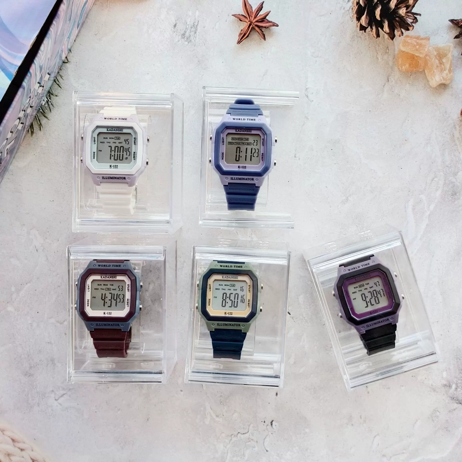 外贸时尚学生电子手表小方块运动男女初高中生夜光闹铃电子表批发