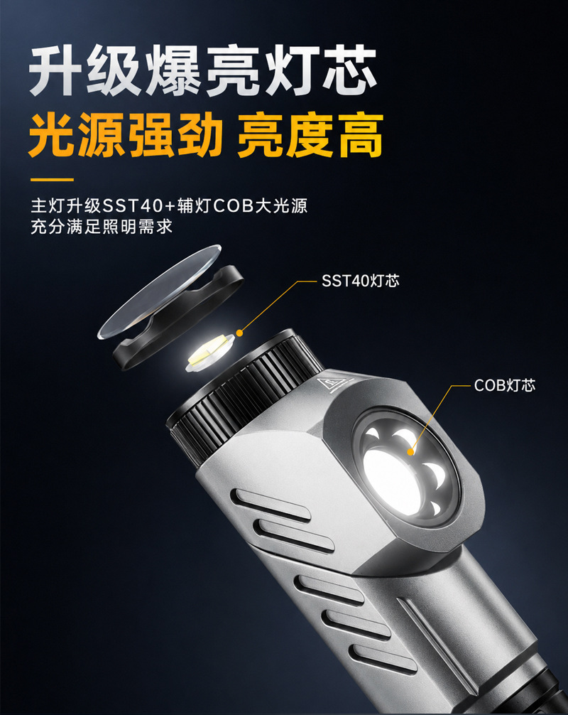 2026 New Model Seven-Color Ultra-Bright Flashlight with Long Battery Life, High Power, Large Capacity, Outdoor Spotlight for Long-Distance Illumination