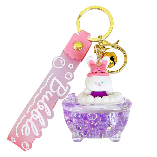 Creative cartoon luminous bathtub keychain, exquisite and cute car bag accessories, couple small gifts supply source