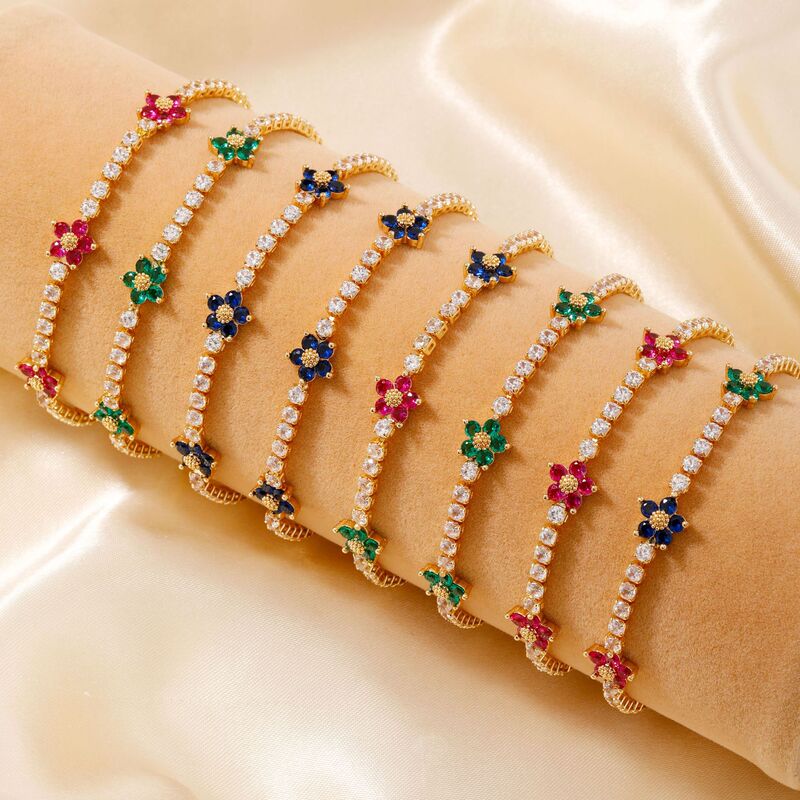 New summer fresh pastoral style copper inlaid zircon bracelet temperament sweet niche wear hand jewelry summer