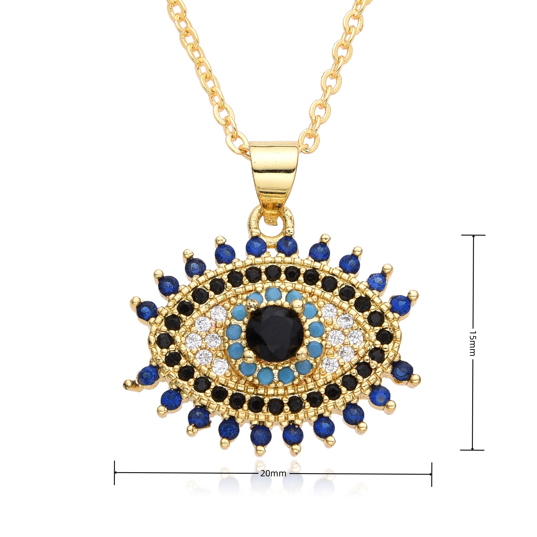14g Weight Copper Pendant Material Zircon Inlay Material Pendant Necklace Classification Copper Chain Material cable chain Chain Type 1 Piece Quantity Holiday, Daily Occasion Copper Material Eye Pattern Women's Gender Inlay Design Shiny, IG Style Style Copper Inlay Eye Zircon Pendant Necklace 13