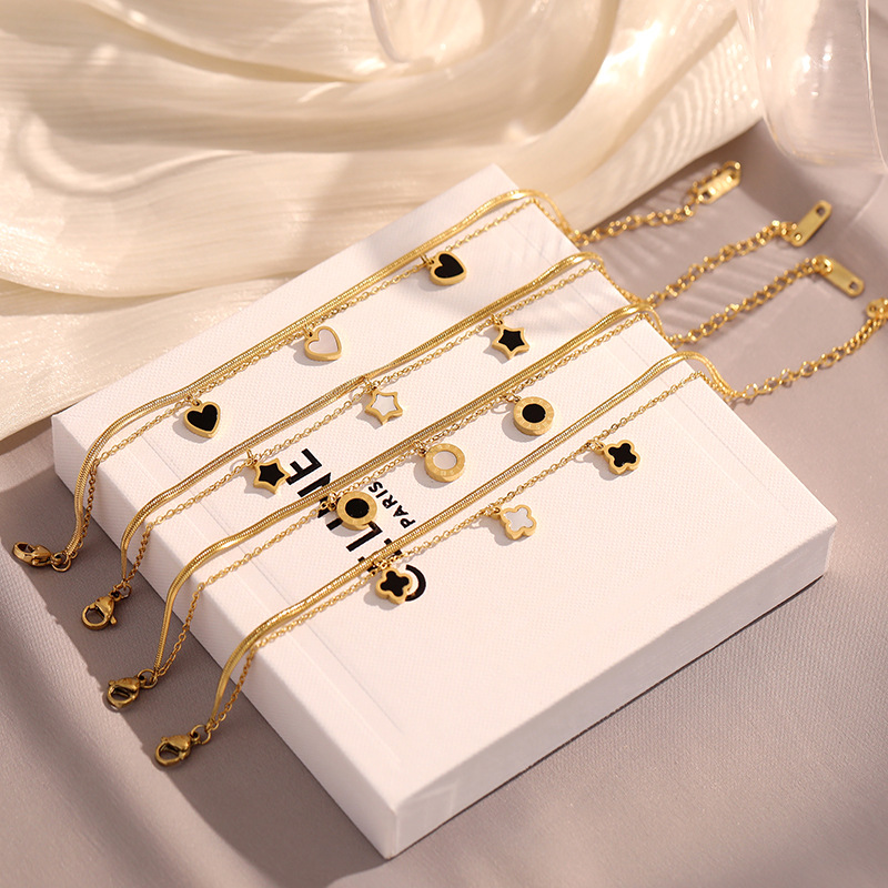 Basic Four Leaf Clover Butterfly Stainless Steel Titanium Steel Plating Pendant Necklace 1 Piece