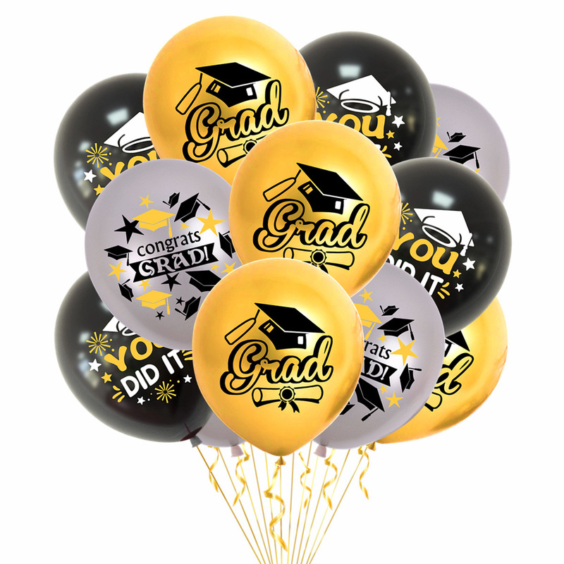 Graduation Season Theme Black Gold Latex Balloon Set Cross-Border 2026 Graduation Party Ceremony Background Decoration