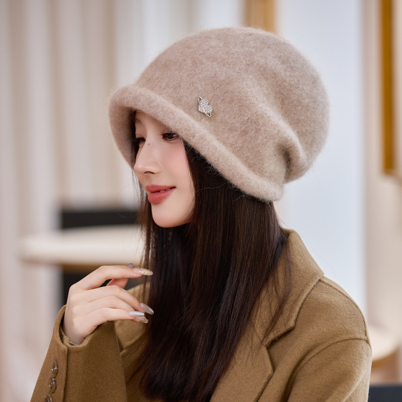 冬季帽子女款卷边时尚百搭显脸小针织帽爱心标户外保暖堆堆帽批发|undefined