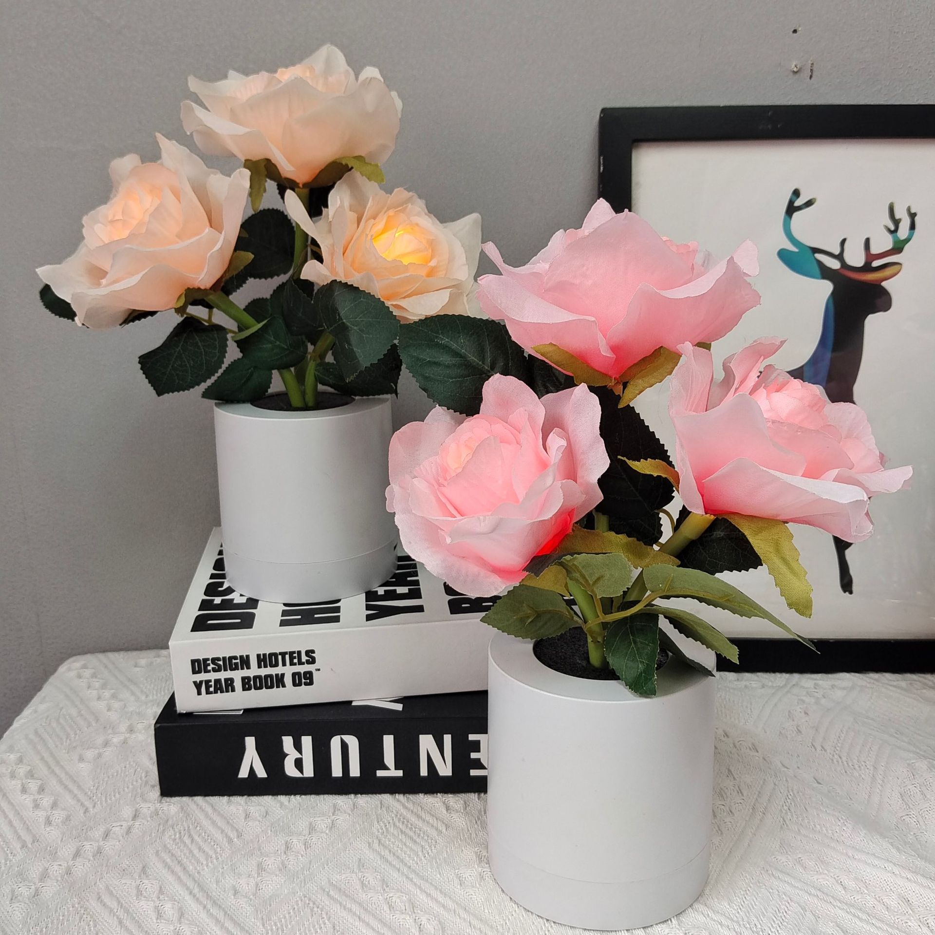 LED Champagne Rose Flower Lamp 1
