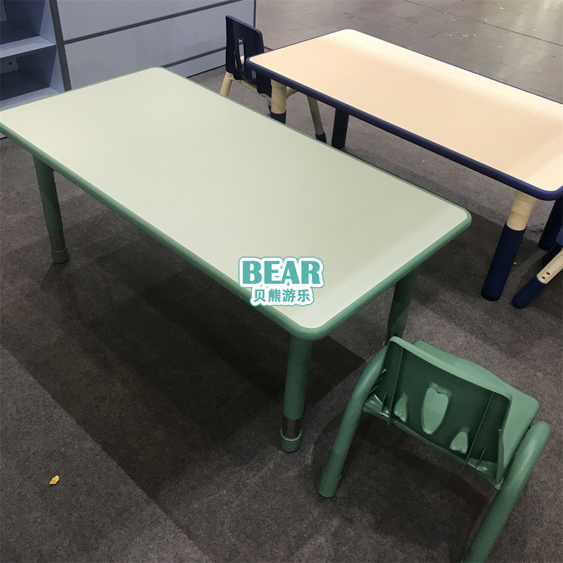 Kindergarten table and chair fireproof board rectangular table study table children learning lifting table adjustable assembling game table
