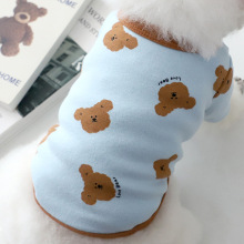 狗狗衣服比熊休闲短袖泰迪可爱印花熊简约套头圆领衫春秋装小型犬