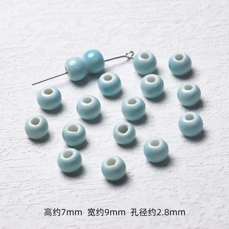 【小清新系】日系セラミックブルーシリーズ散珠DIY手作りビーズネックレスブレスレット隔珠材料|undefined