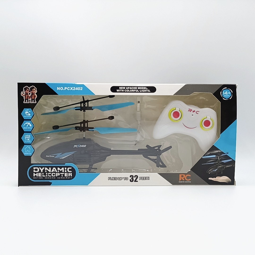 Dual-mode apache remote control aircraft with blue tail and led light