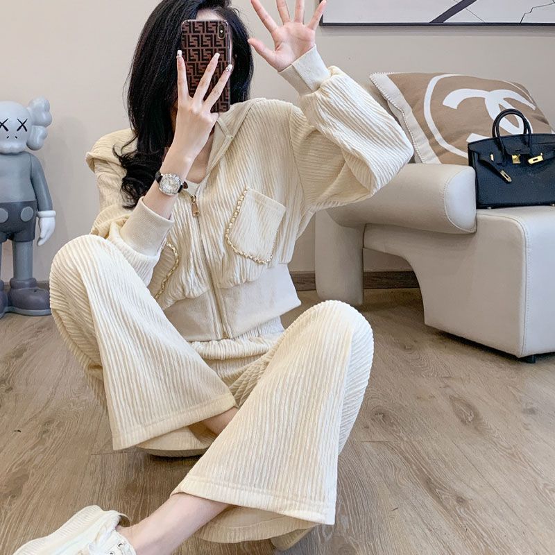 A Complete Set of Outfits for 2025 New Women's Spring Fashion Sweatshirt Jacket Sports Casual Pants Two-Piece Suit