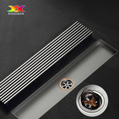 Solid SUS304 stainless steel floor drain for courtyard and balcony, long strip thickened floor drain with large drainage capacity, engineering floor drain