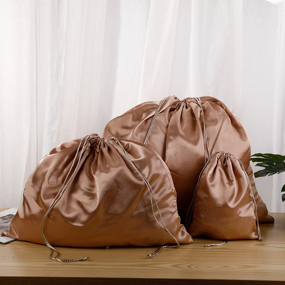 Fashion Ice Silk Crystal satin girdle drawstring bag wholesale storage gift bag luxury packaging bag can print logo
