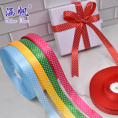 Ribbon printed dots, raindrop ribbons, handmade bow ribbons, flower gift box polka dot encrypted ribbons