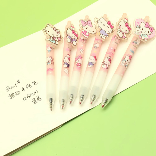 7043 wholesale cartoon cute little girl press gel pen high-value press pen student stationery girl heart
