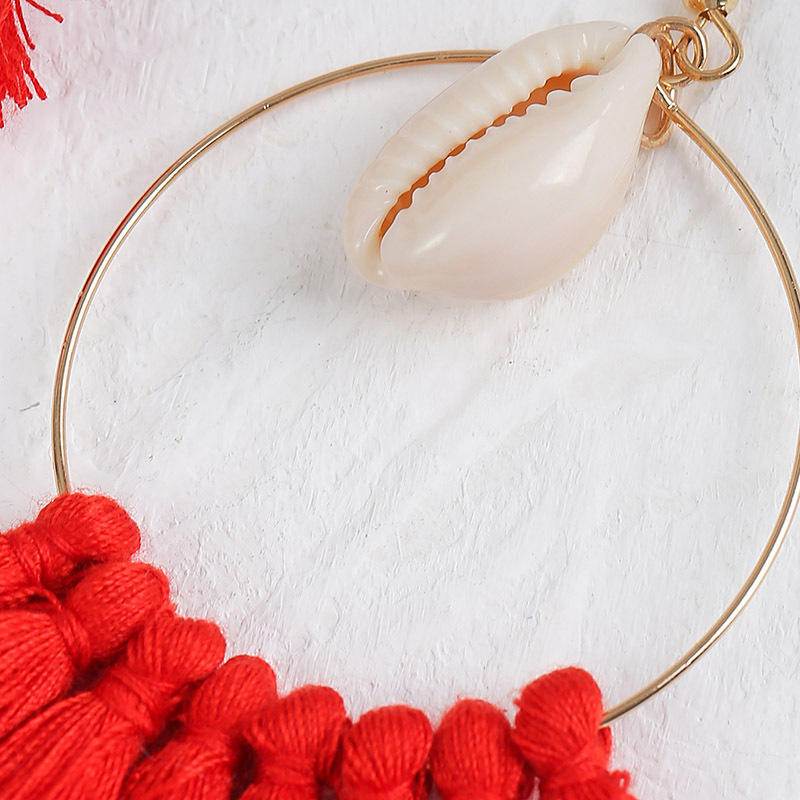 Wholesale Bohemian Geometric Woven Shell Tassel Earrings Nihaojewelry display picture 9