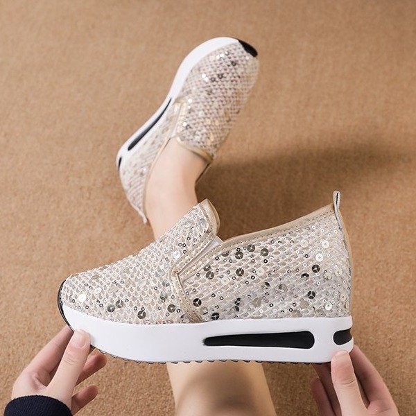 Cross-border plus size Sports Shoes Women's 2024 Summer Explosions Mesh Sequins Casual Breathable Shoes Women