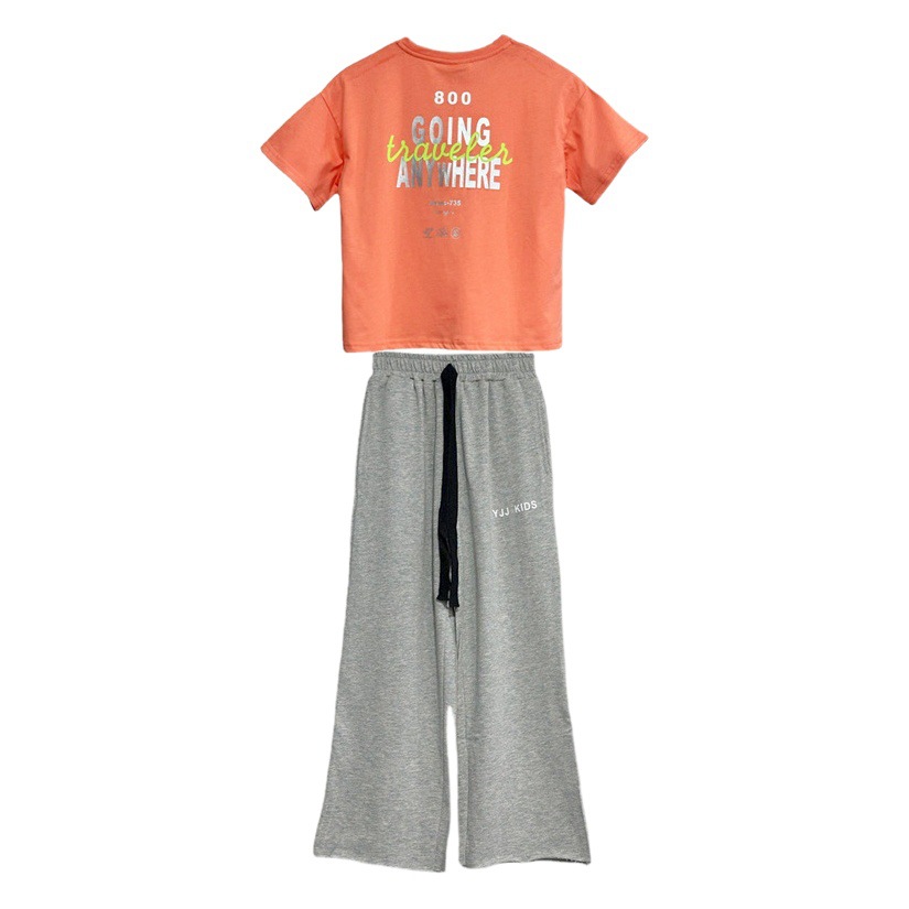 Pantalones de pierna ancha de estilo coreano para niñas en línea Pantalones deportivos rectos de estilo rojo primavera y verano para niños Pantalones deportivos casuales de todos los partidos moda