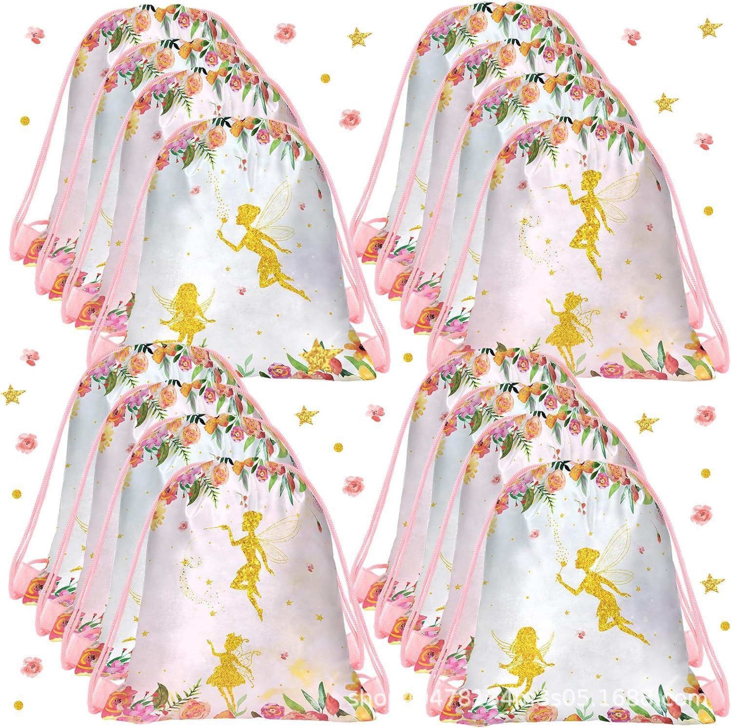 花仙子一双肩抽绳背包袋子农场动物便携收纳袋涤纶手提抽绳袋束口