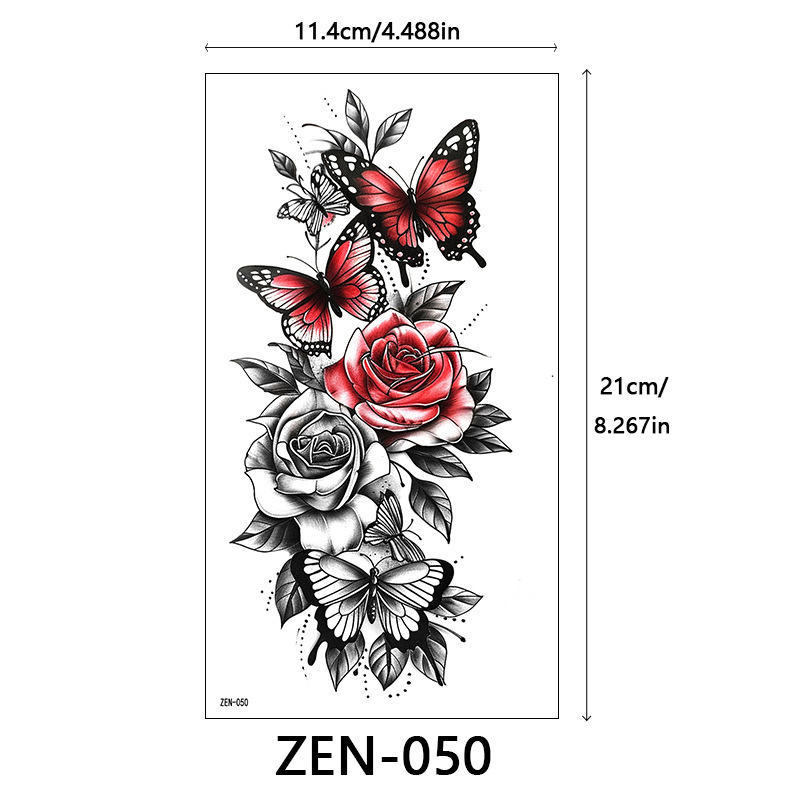 新品跨境 ZEN小全臂纹身贴半臂纹身贴动物花朵万圣节纹身贴tattoo|undefined